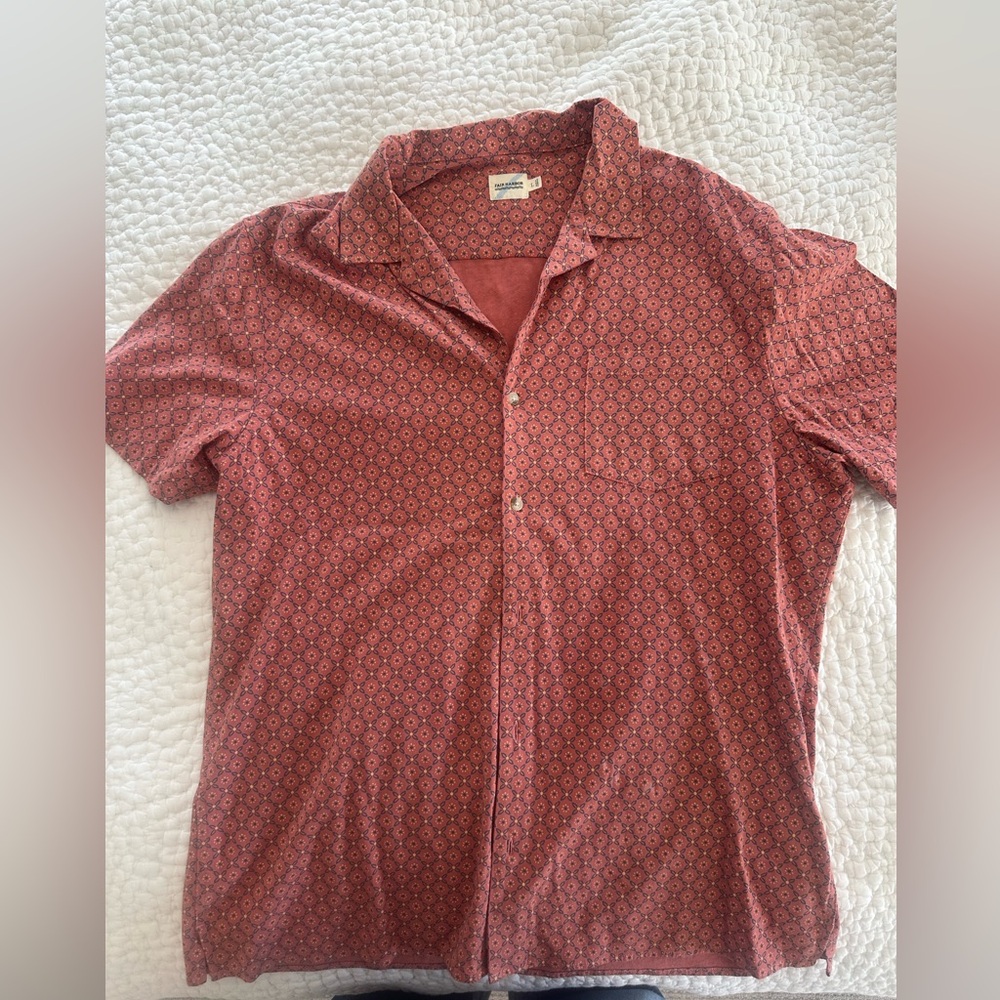 Fair Harbor Red Printed Camp-Collar Button-Down Shirt